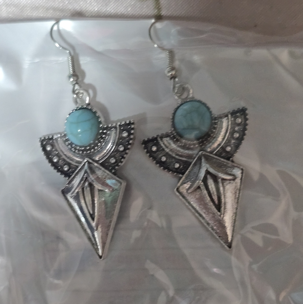 Silver and Turquoise Dangle Earrings
